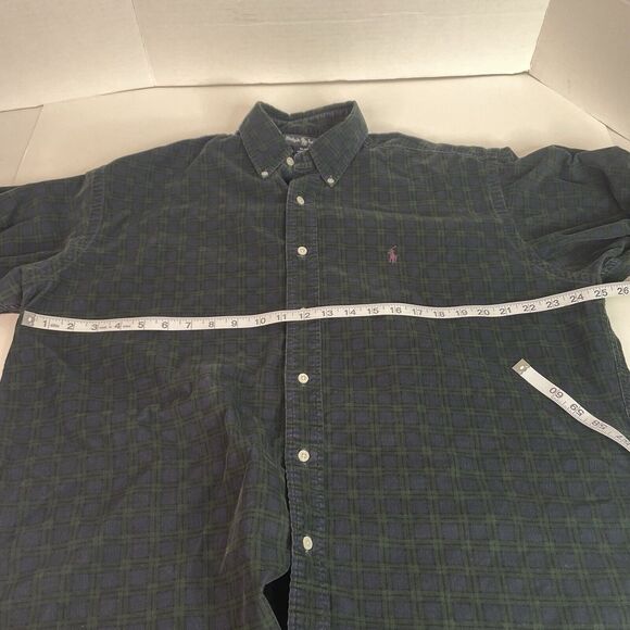 Ralph Lauren Blaire Button Down Long Sleeve Shirt, Large, Dark Blue Checkered - Picture 7 of 8
